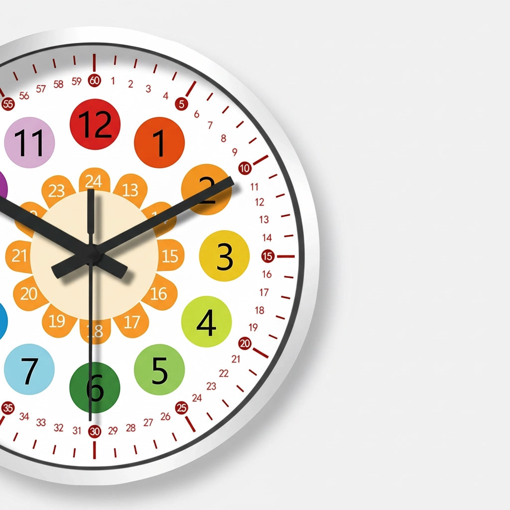 Horloge murale apprentissage arc-en-ciel
