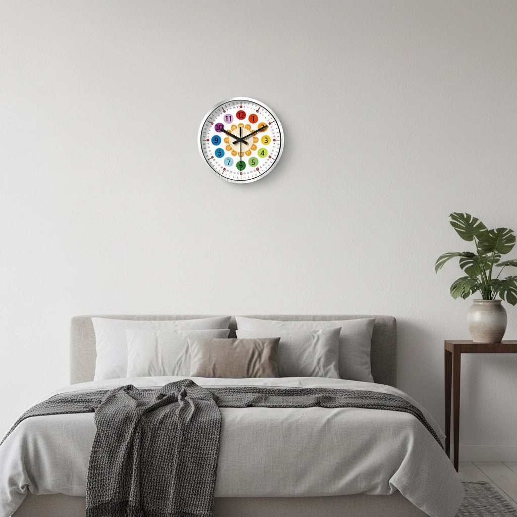 Horloge murale apprentissage arc-en-ciel
