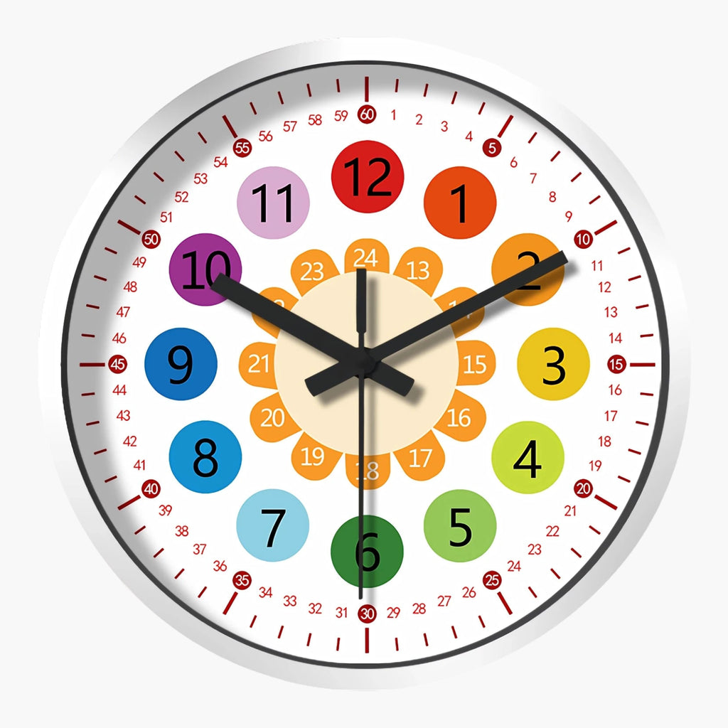 Horloge murale apprentissage arc-en-ciel