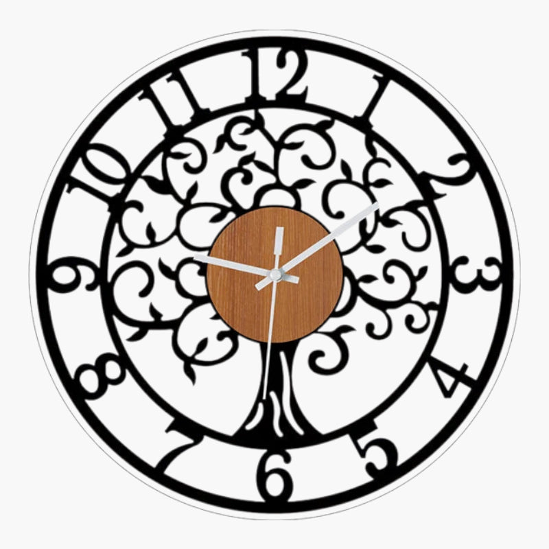 Horloge murale arbre de vie Noir & Bois 30 cm