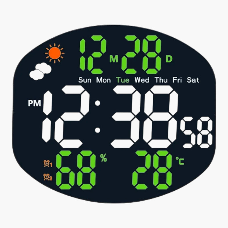 Horloge murale avec date et jour Vert 25 x 25 cm