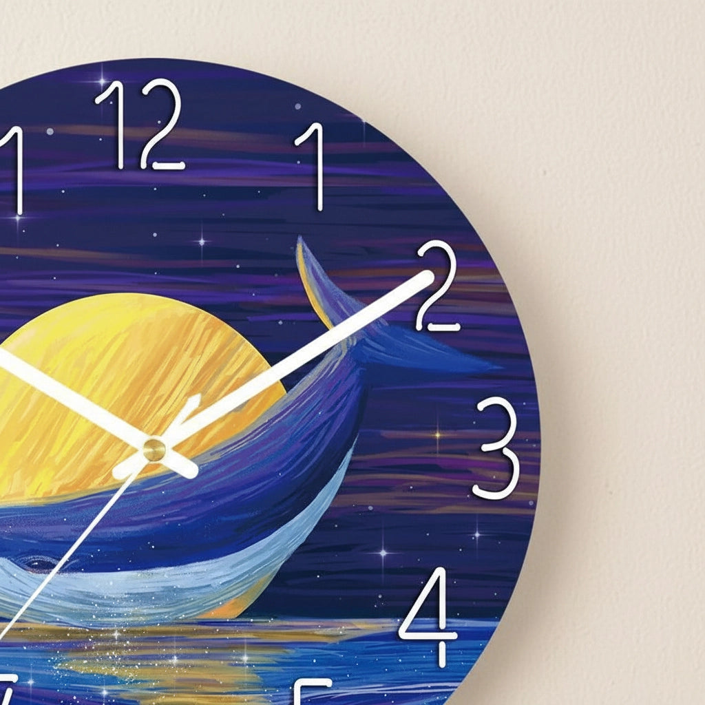 Horloge murale baleine lunaire