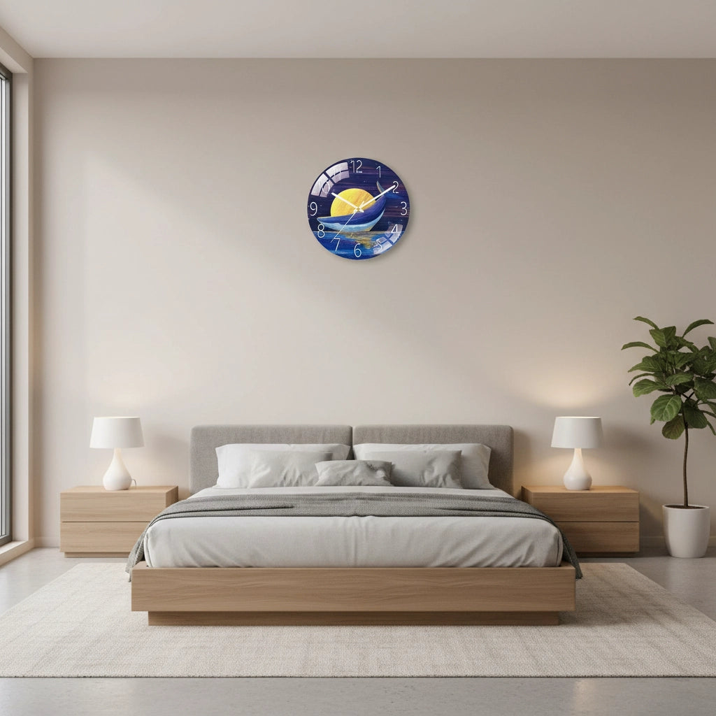 Horloge murale baleine lunaire