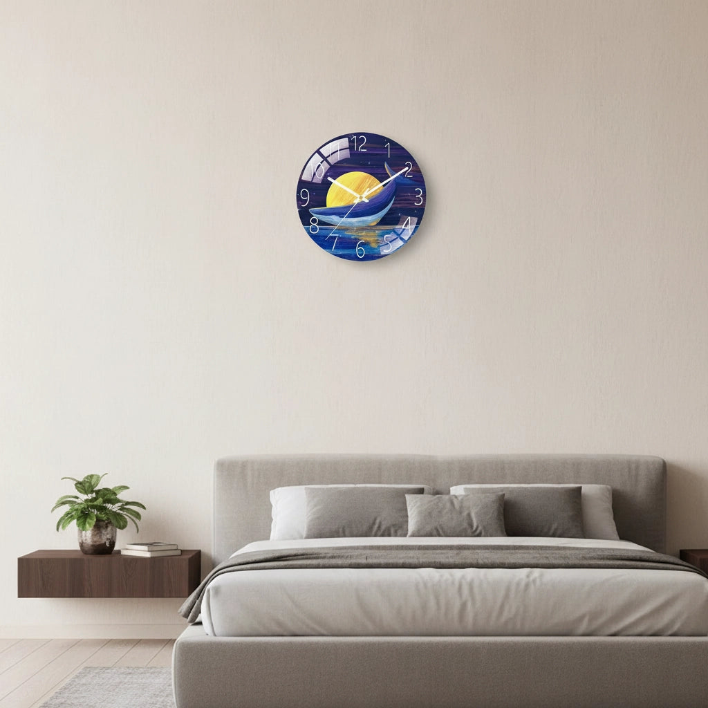 Horloge murale baleine lunaire