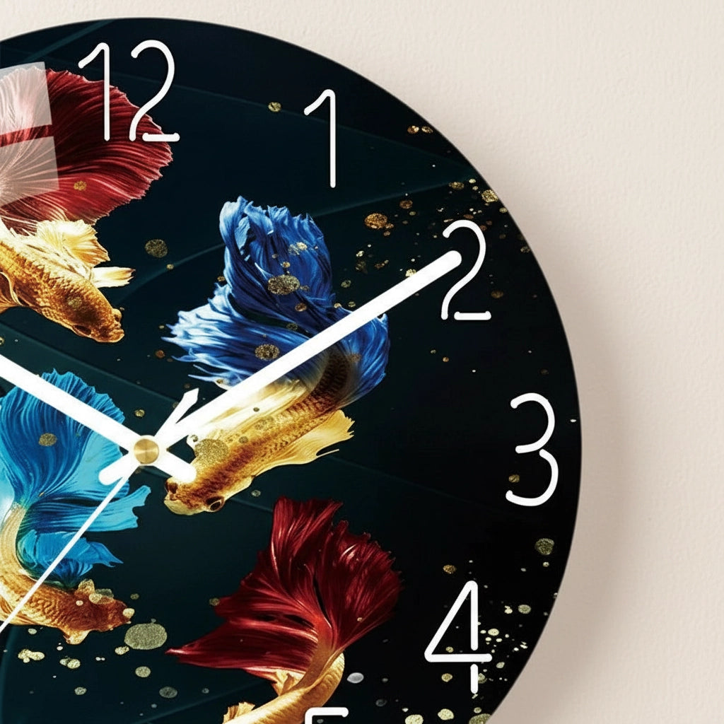 Horloge murale betta colorés verre