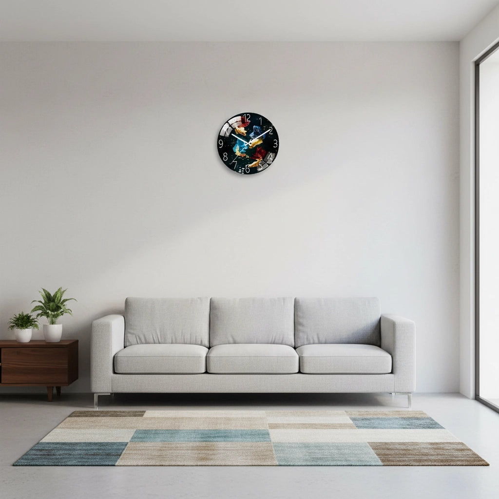 Horloge murale betta colorés verre