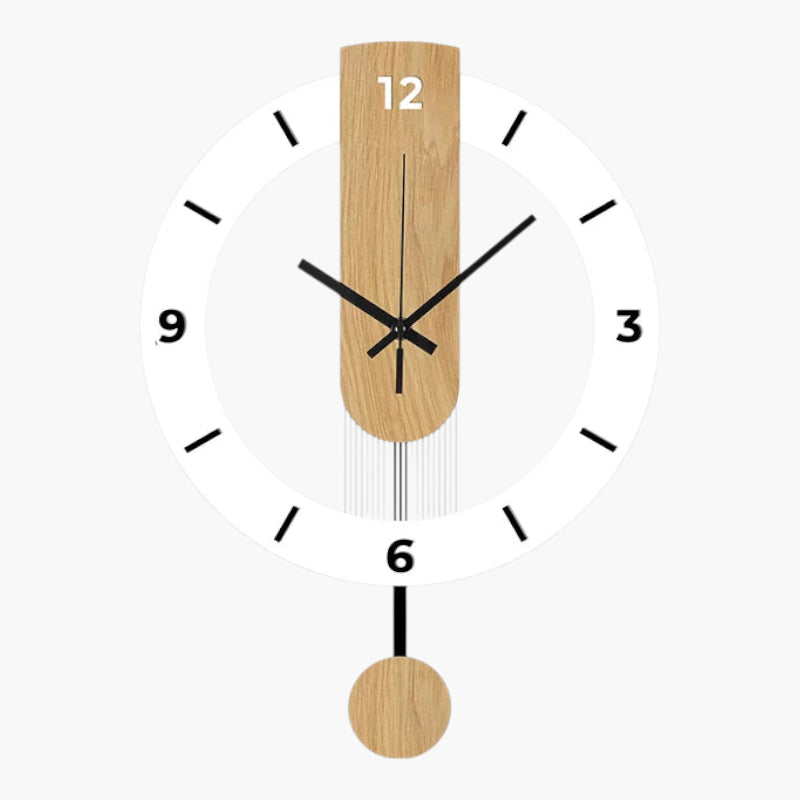 Horloge murale blanche et bois Blanc 30 cm