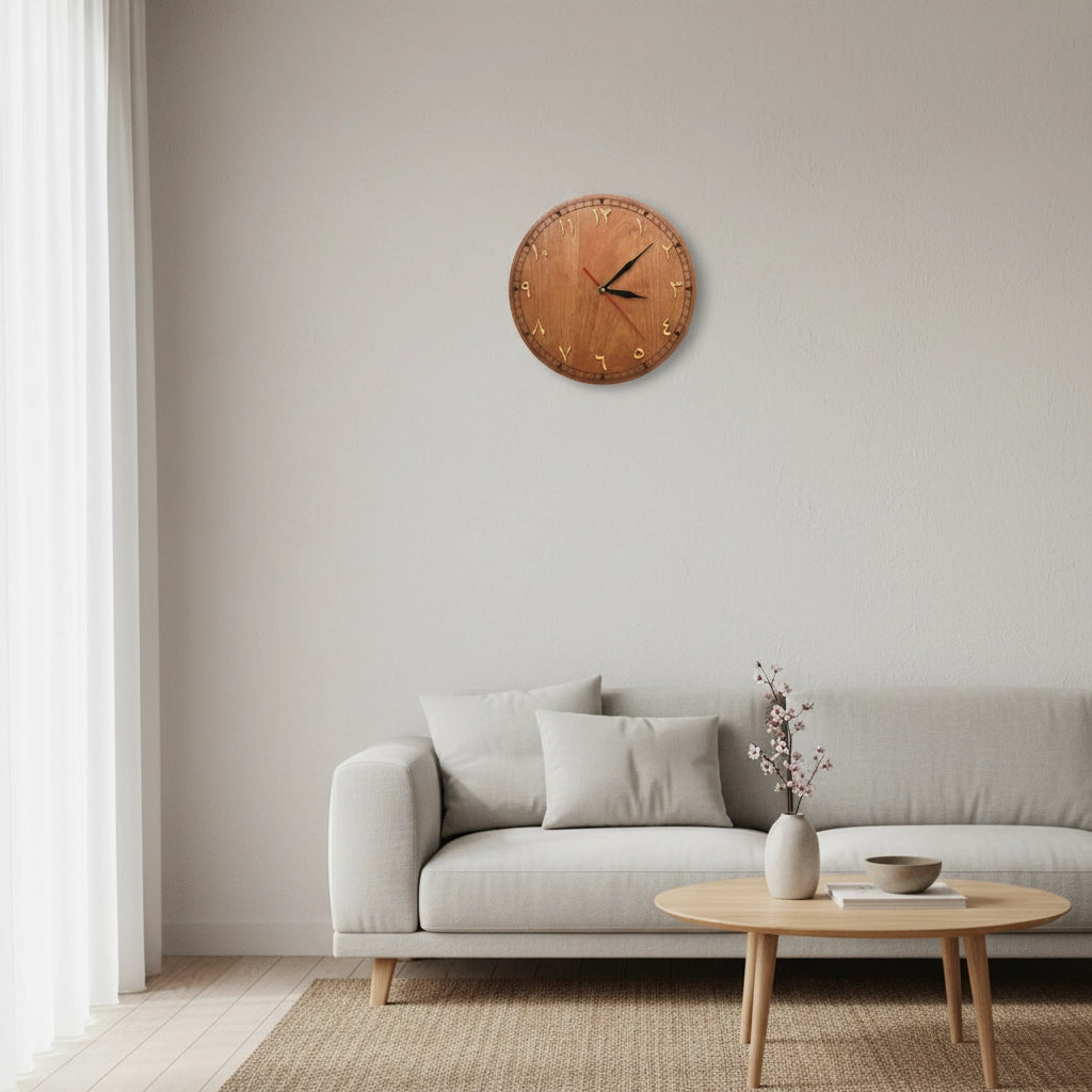 Horloge murale bois chiffres orientaux