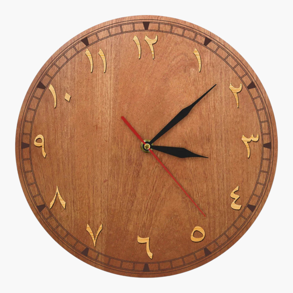 Horloge murale bois chiffres orientaux