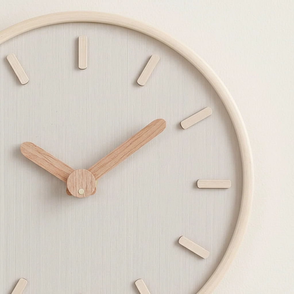 Horloge murale bois clair zen