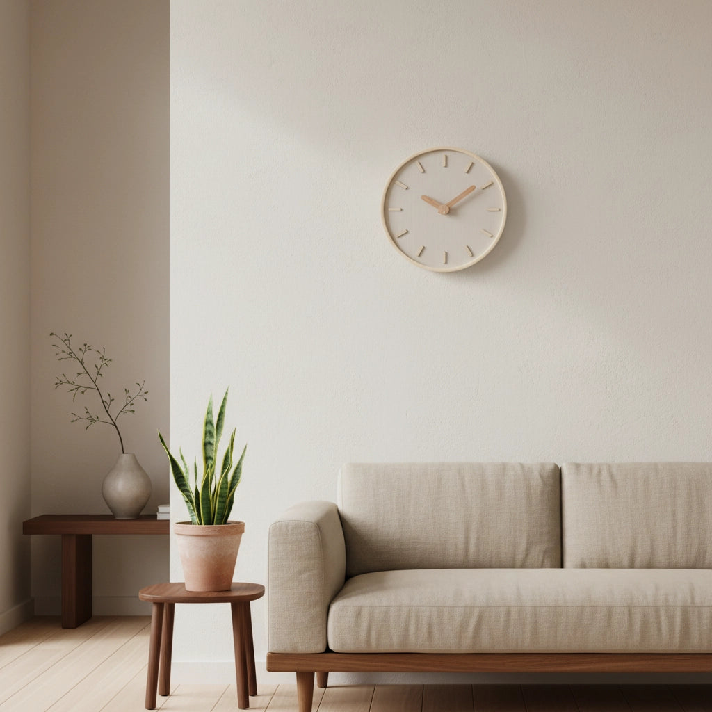 Horloge murale bois clair zen