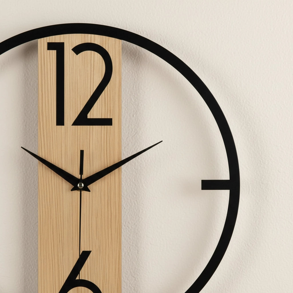 Horloge murale bois et noir