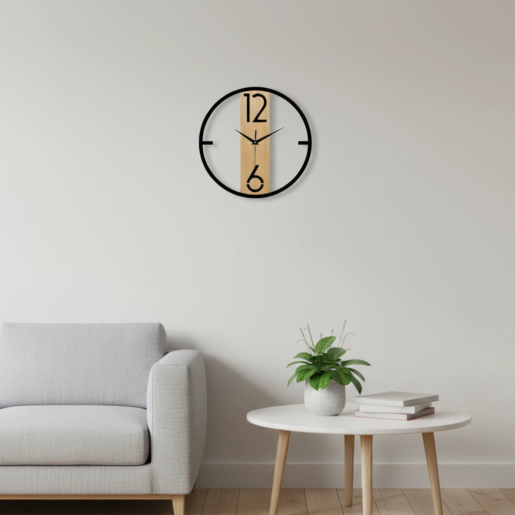 Horloge murale bois et noir