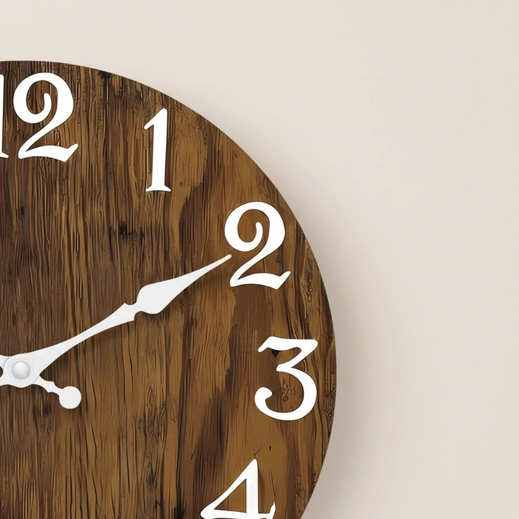 Horloge murale bois foncé rustique
