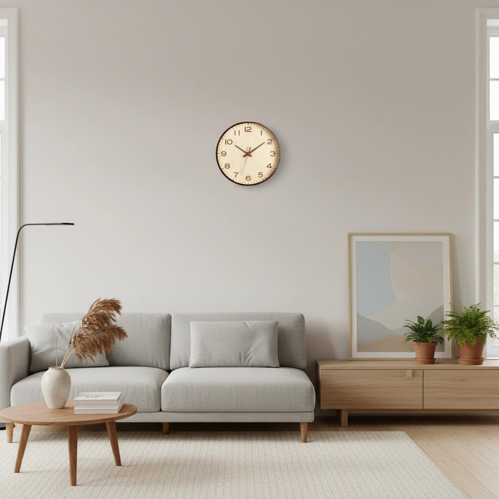 Horloge murale bois gravée relief