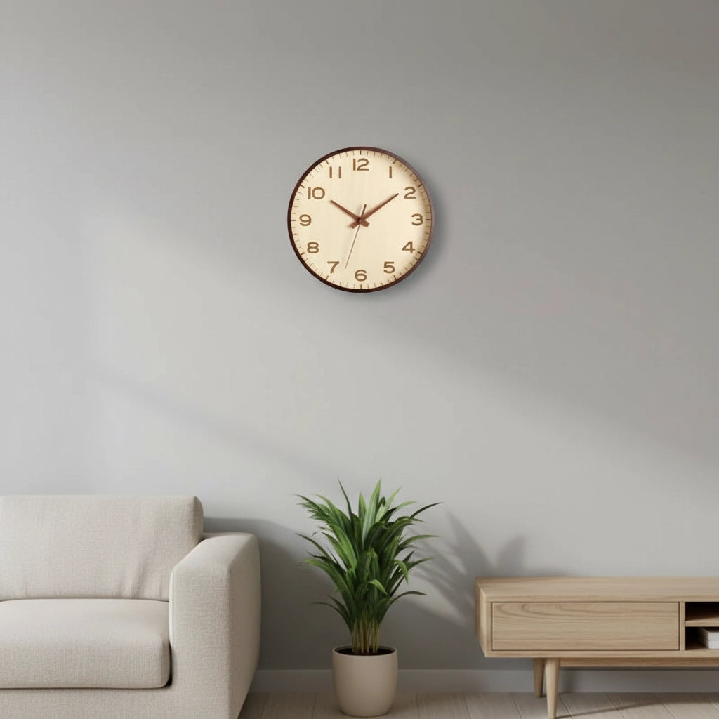 Horloge murale bois gravée relief