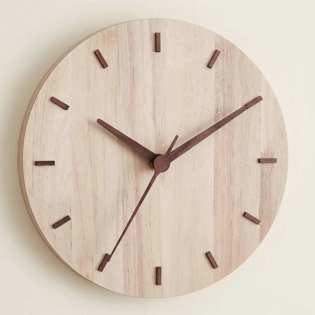 Horloge murale bois japandi silencieuse