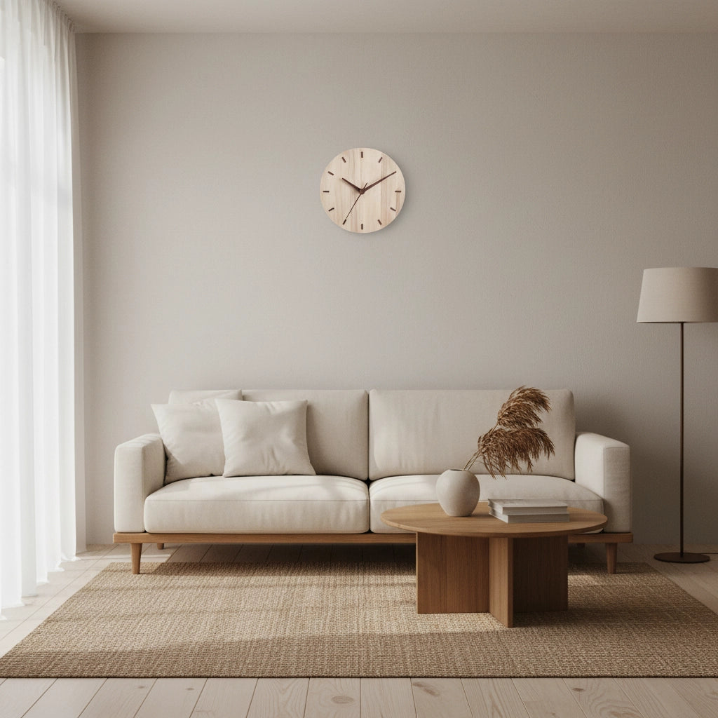 Horloge murale bois japandi silencieuse Image