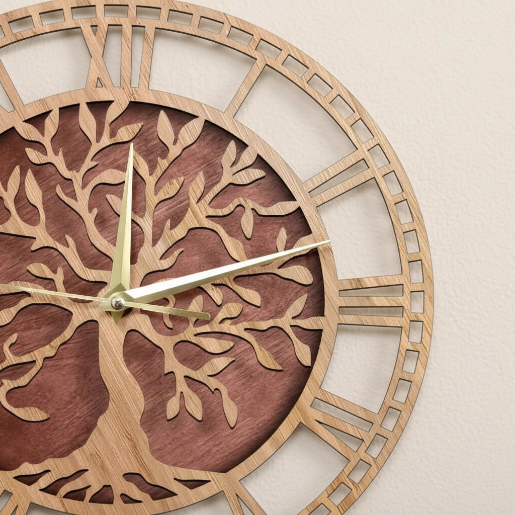 Horloge murale bois rustique arbre