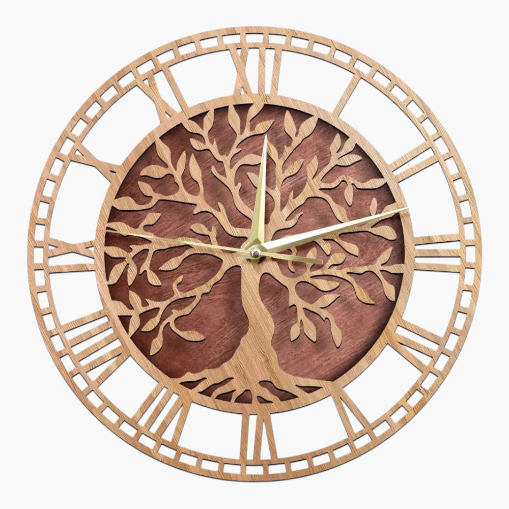Horloge murale bois rustique arbre