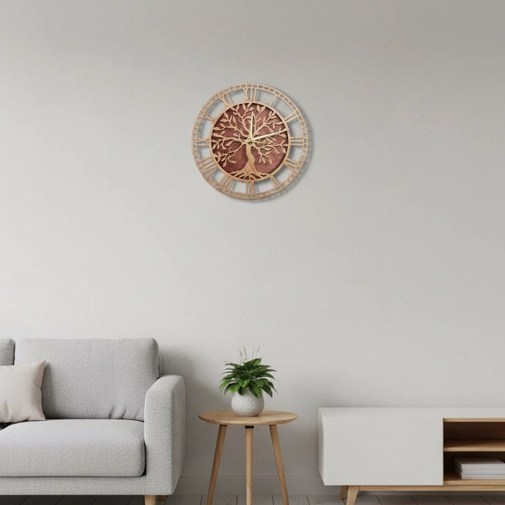 Horloge murale bois rustique arbre Image