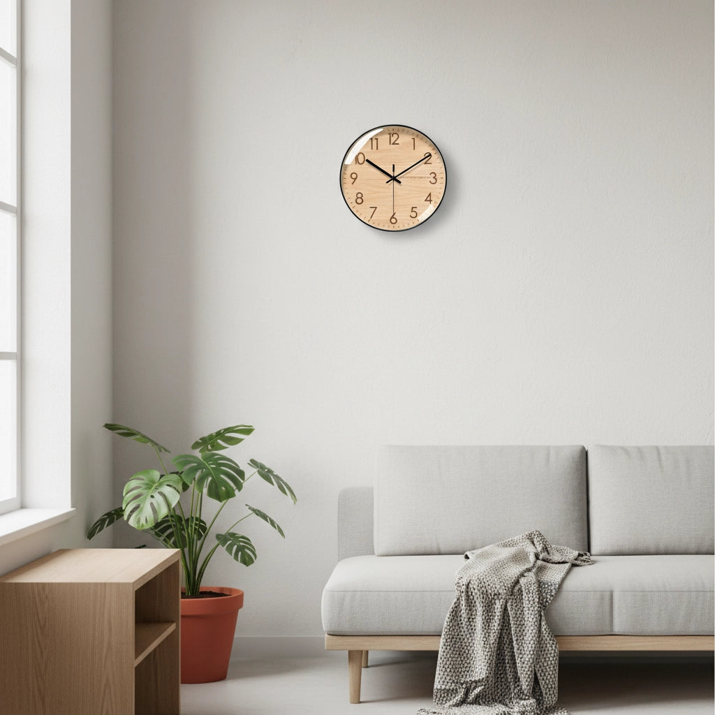 Horloge murale bois scandinave verre