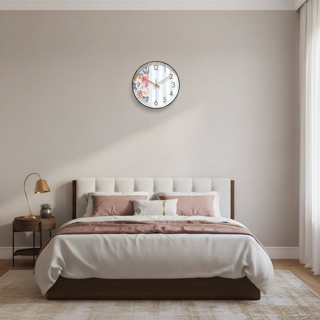 Horloge murale bouquet pastoral