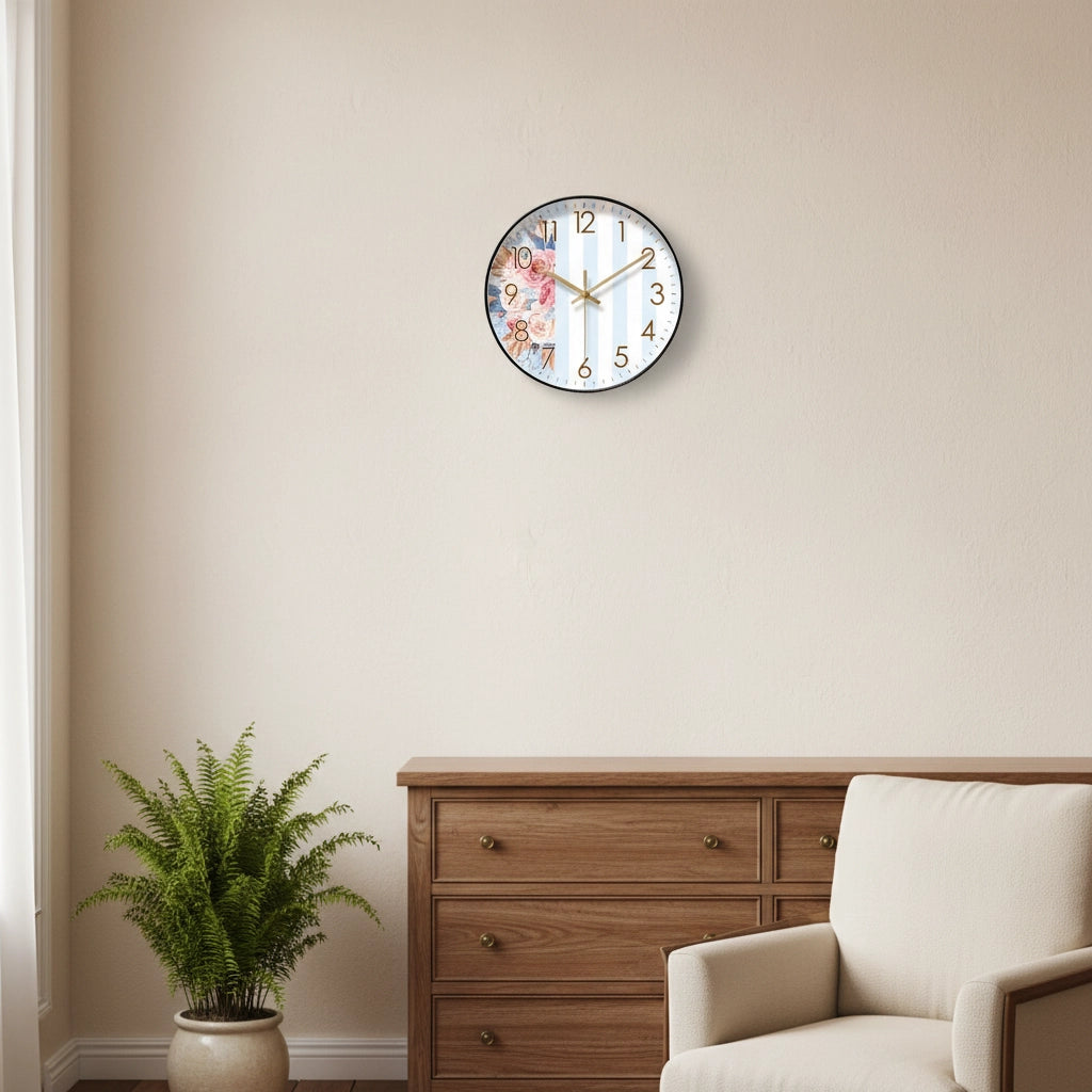 Horloge murale bouquet pastoral