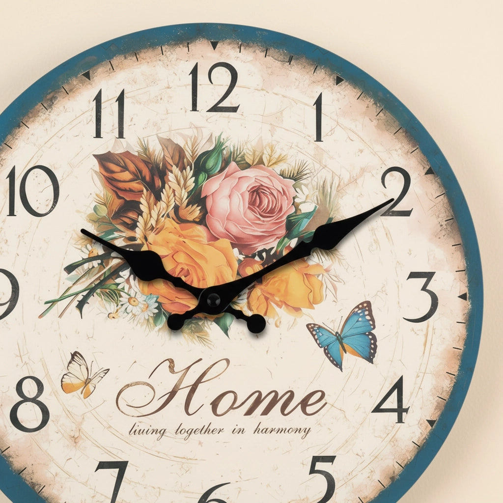 Horloge murale cadre imprimé craquelé