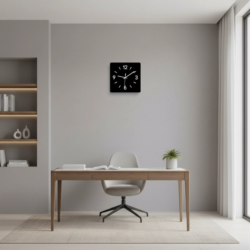 Horloge murale carrée acrylique silencieuse