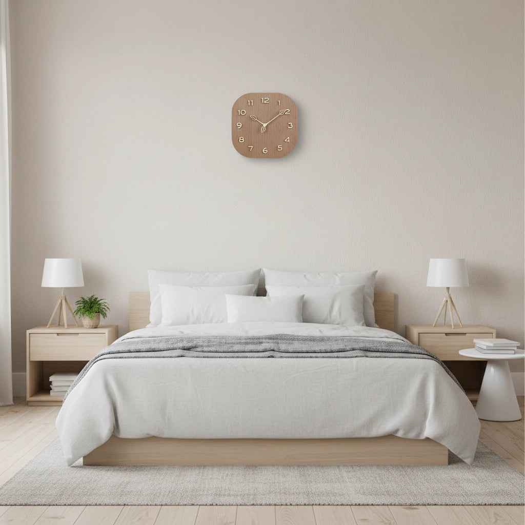 Horloge murale carrée bois