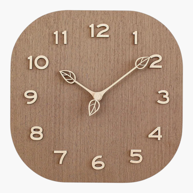 Horloge murale carrée bois Marron
