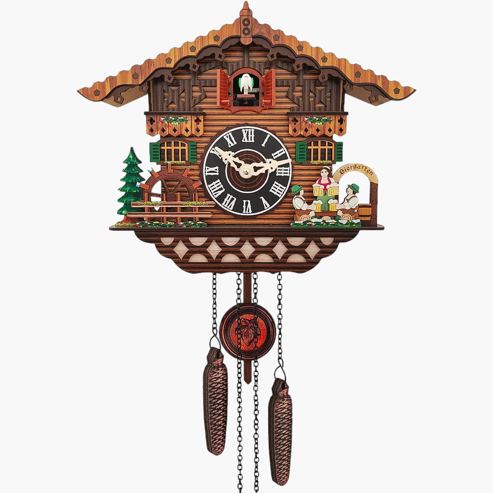 Horloge murale chalet bavarois plastique 30 x 25 cm