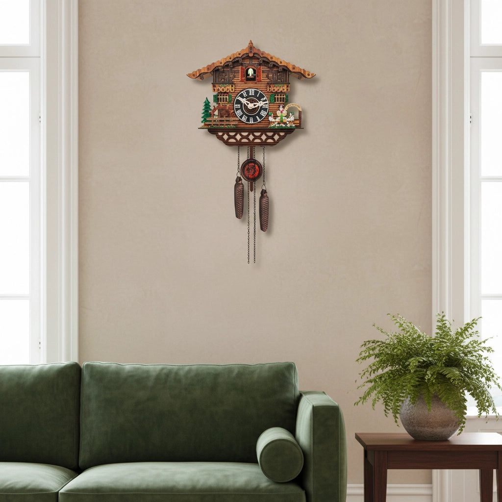 Horloge murale chalet bavarois plastique