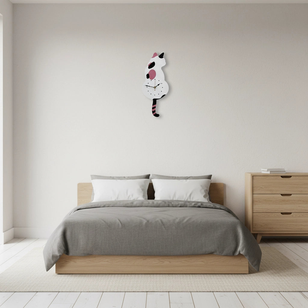Horloge murale chat acrylique oscillant