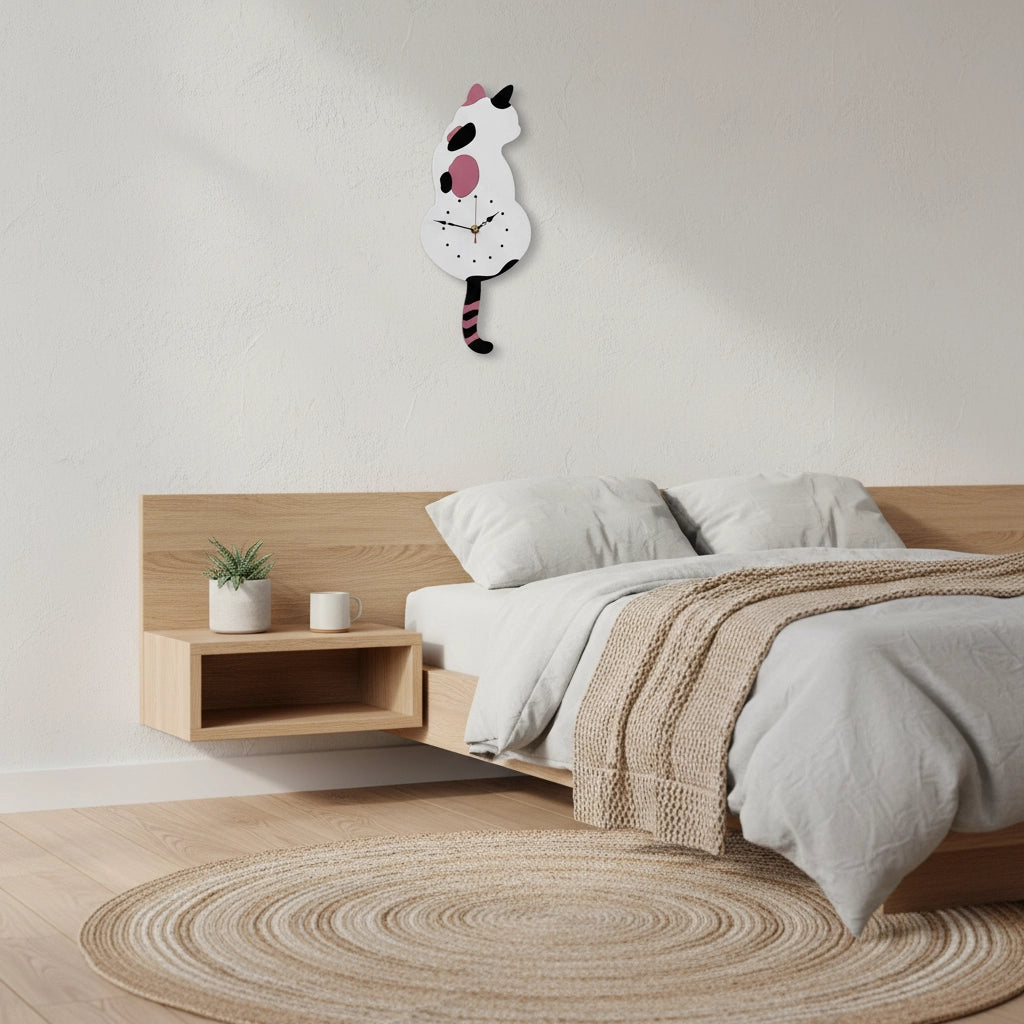 Horloge murale chat acrylique oscillant