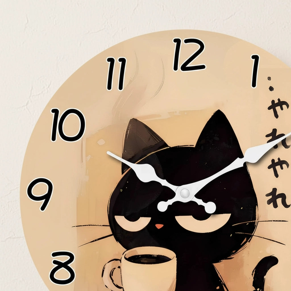 Horloge murale chat café mdf