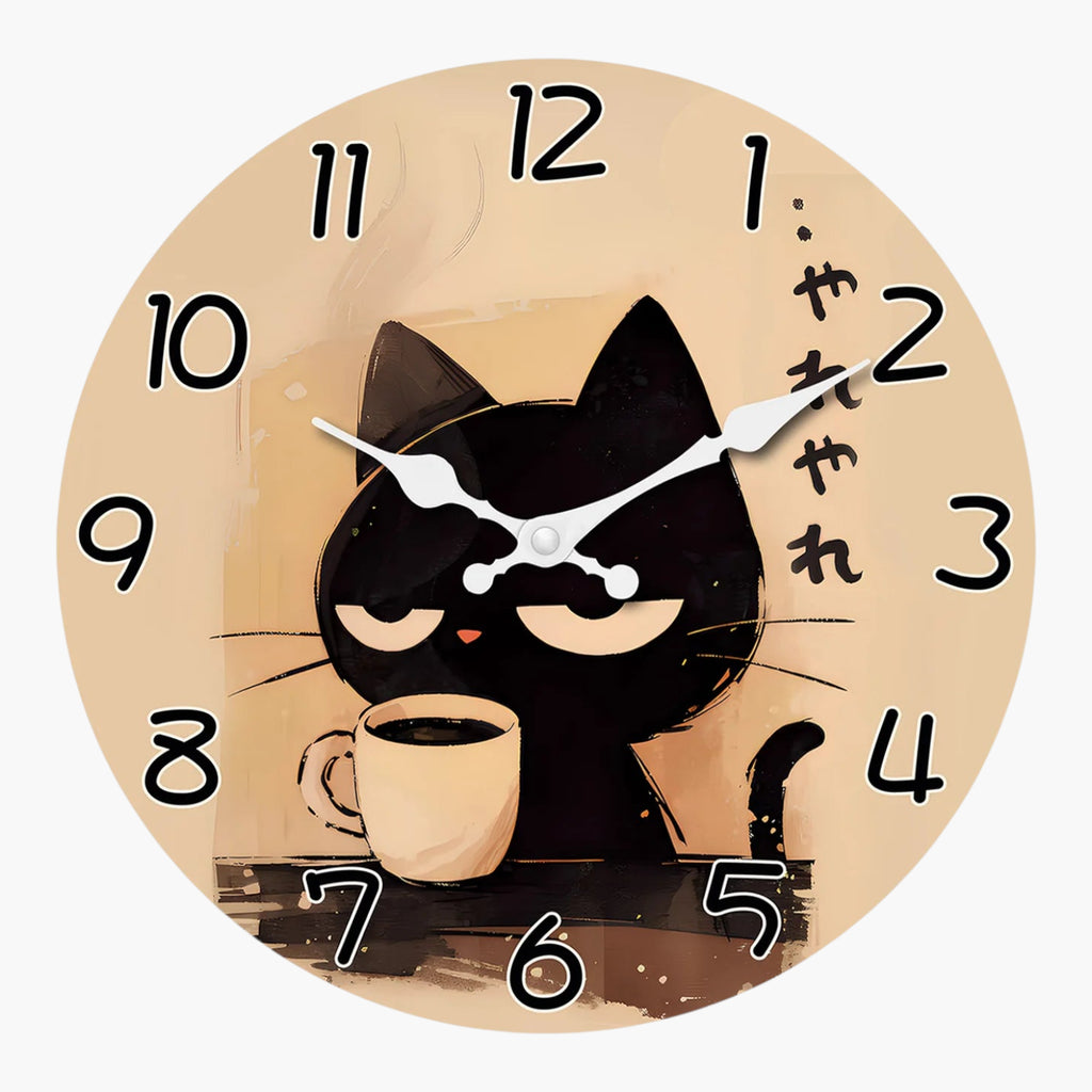 Horloge murale chat café mdf