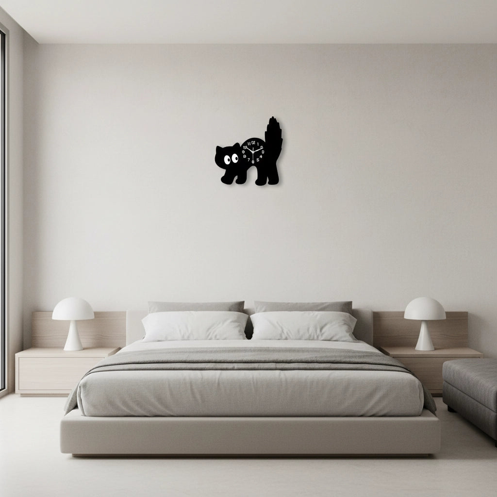 Horloge murale chat kawaii bois Image