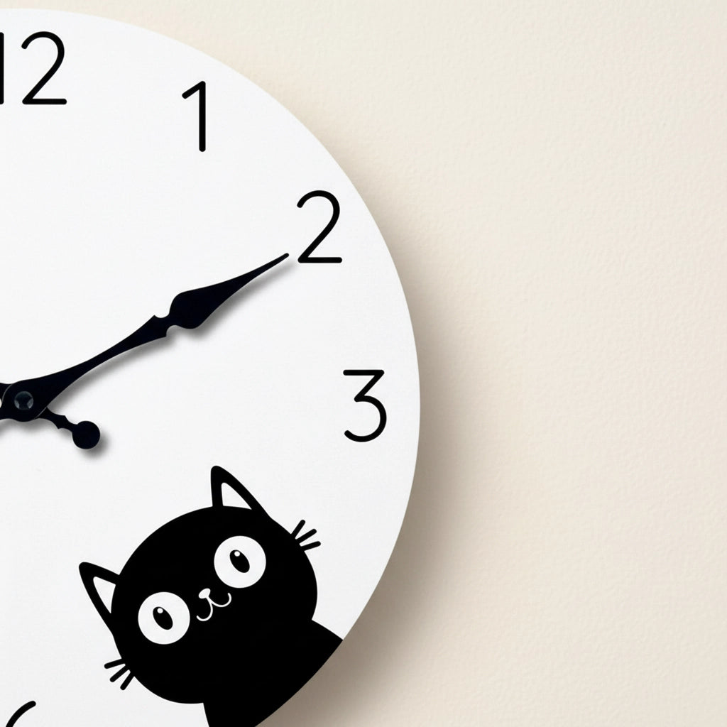 Horloge murale chat noir