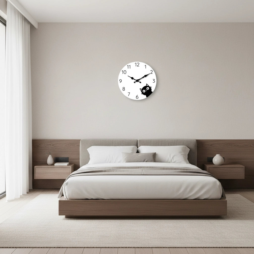 Horloge murale chat noir