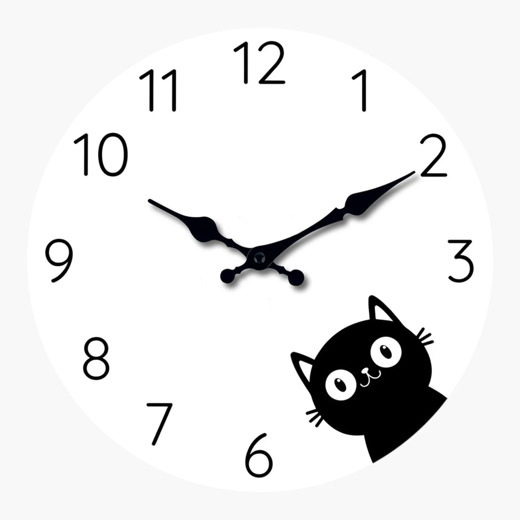 Horloge murale chat noir Noir & Blanc