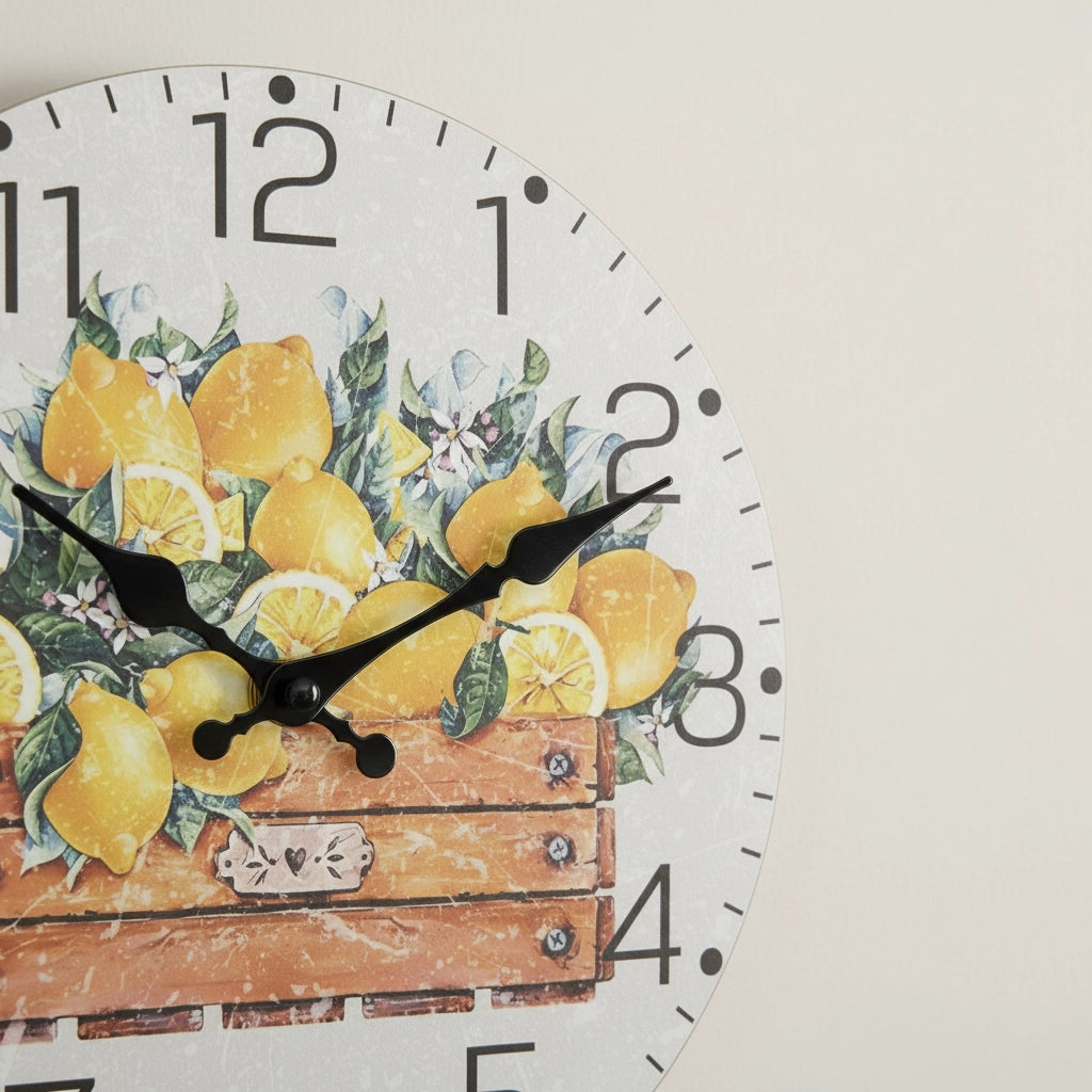 Horloge murale citron champêtre mdf