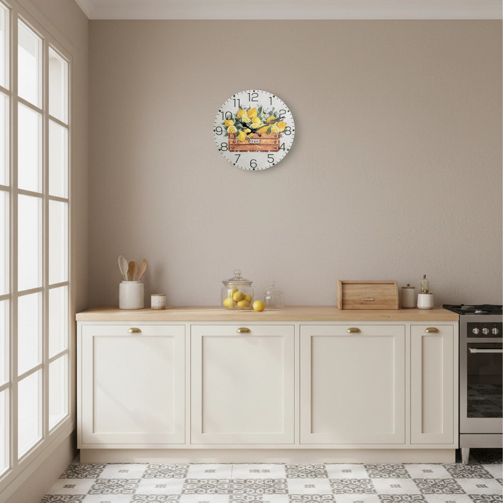 Horloge murale citron champêtre mdf Image