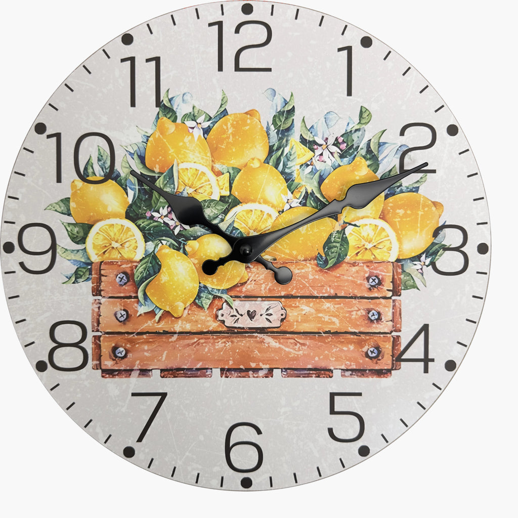 Horloge murale citron champêtre mdf