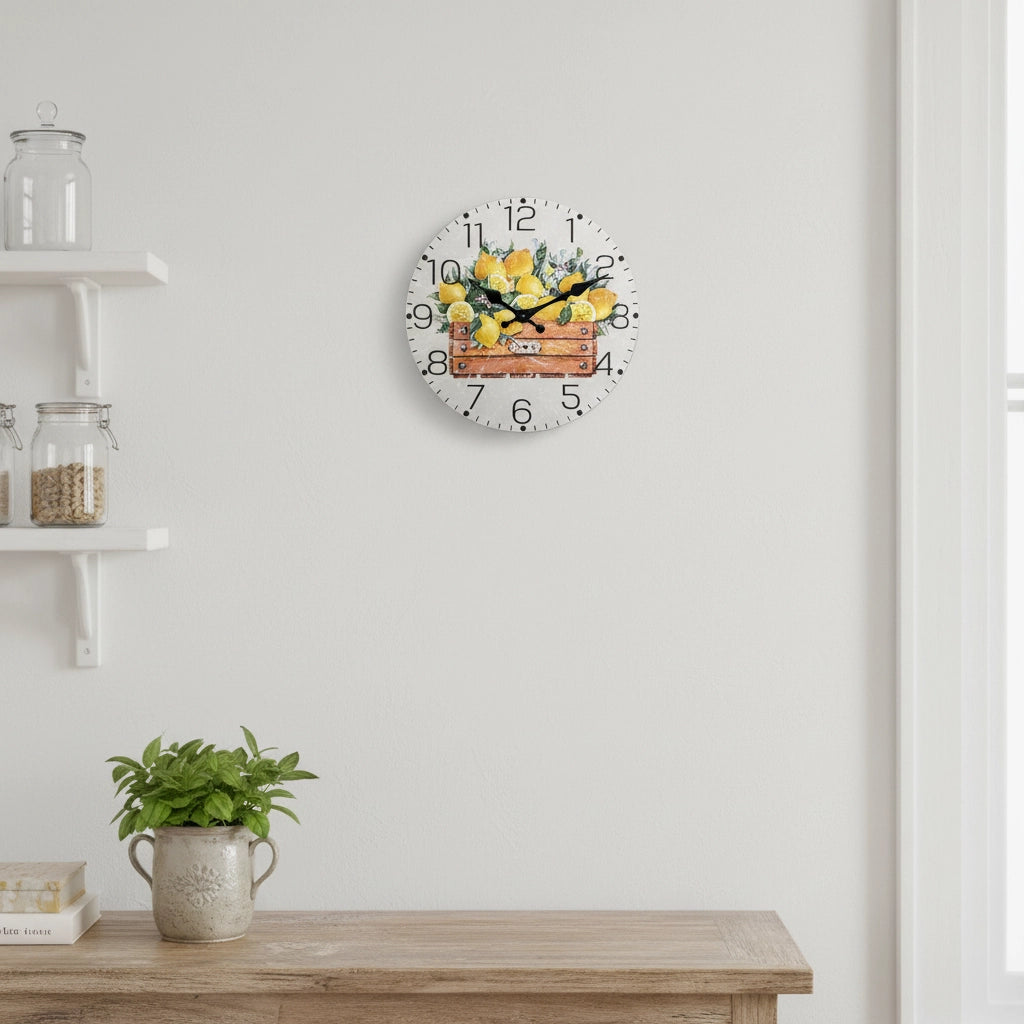 Horloge murale citron champêtre mdf Image