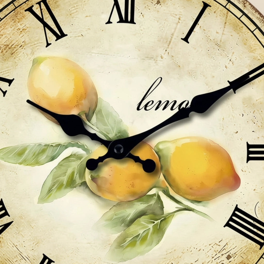 Horloge murale citron provençal craquelé