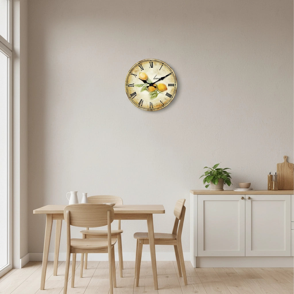 Horloge murale citron provençal craquelé