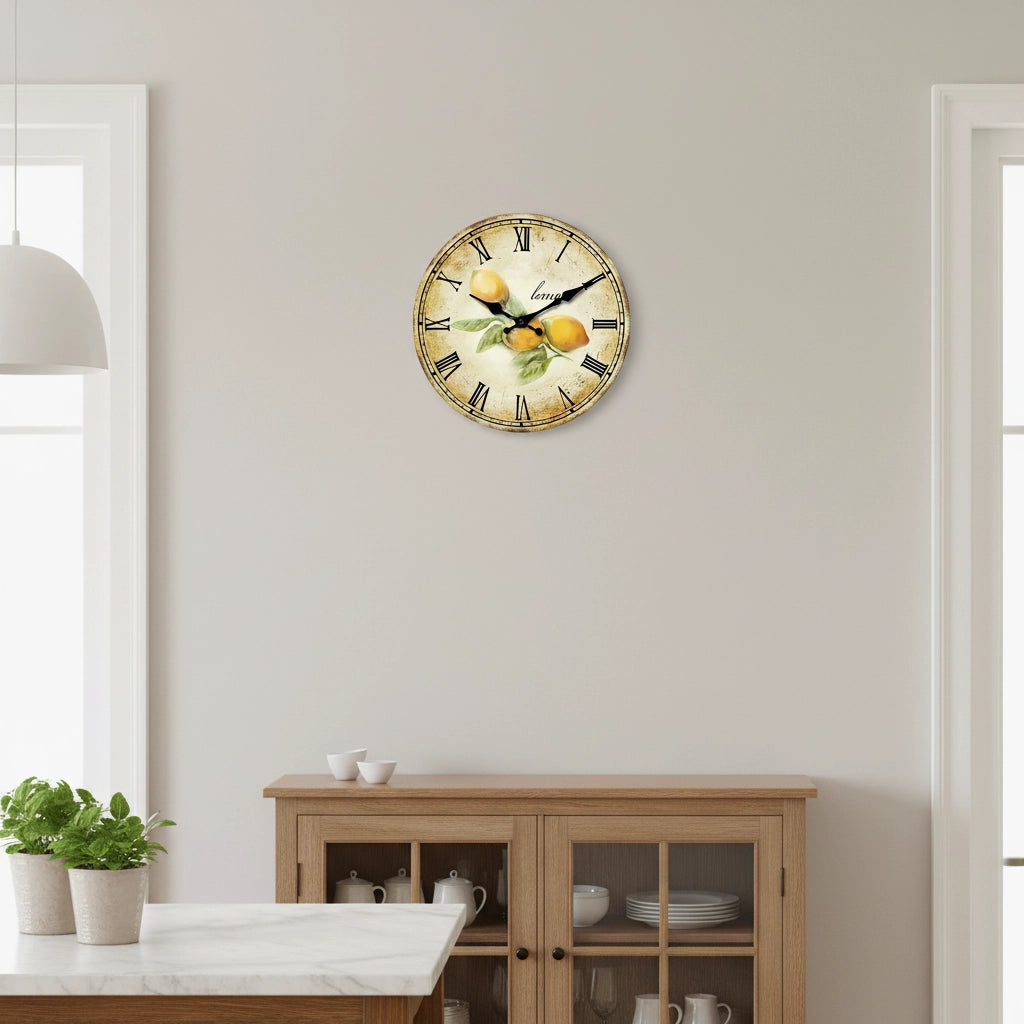 Horloge murale citron provençal craquelé