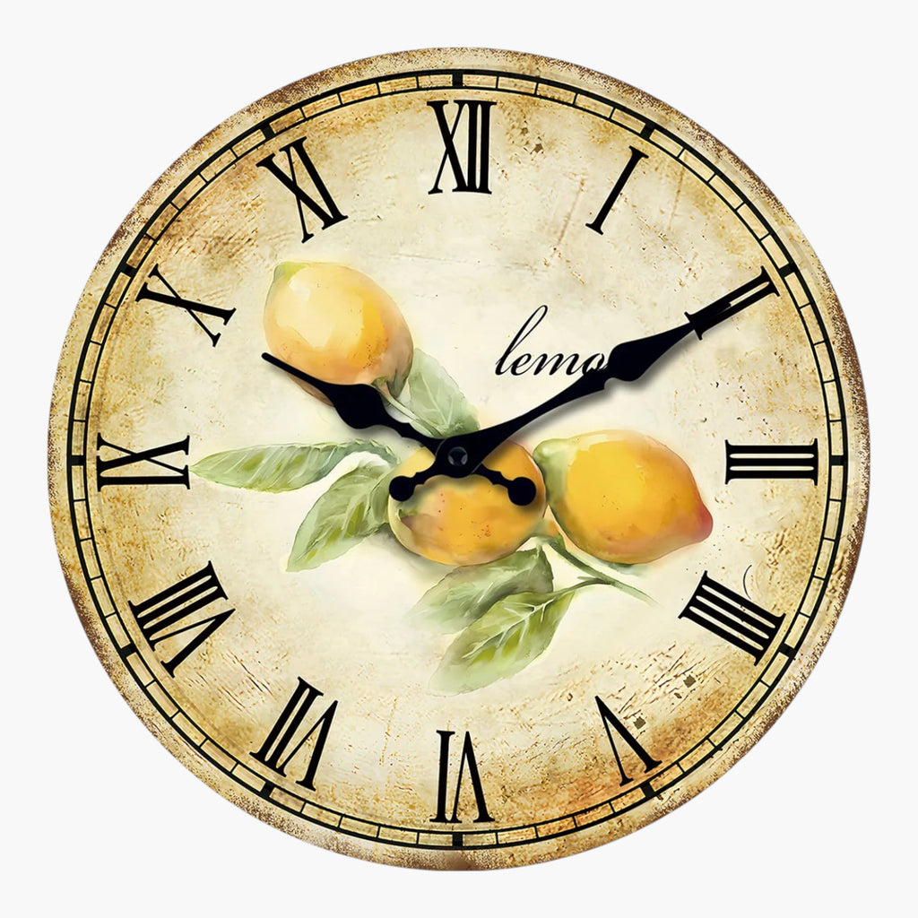 Horloge murale citron provençal craquelé